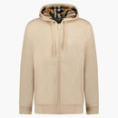Burberry Hove Check Embroidery Logo Zip Hoodie Soft Fawn