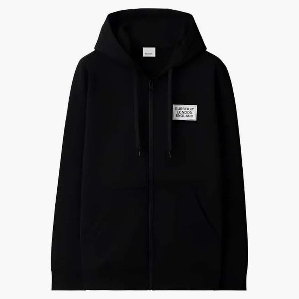 Logo Burberry Hove Print Zip Hoodie Black