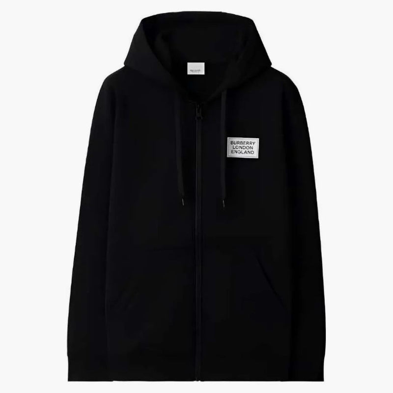 Burberry Hove Logo Print Zip Hoodie Black