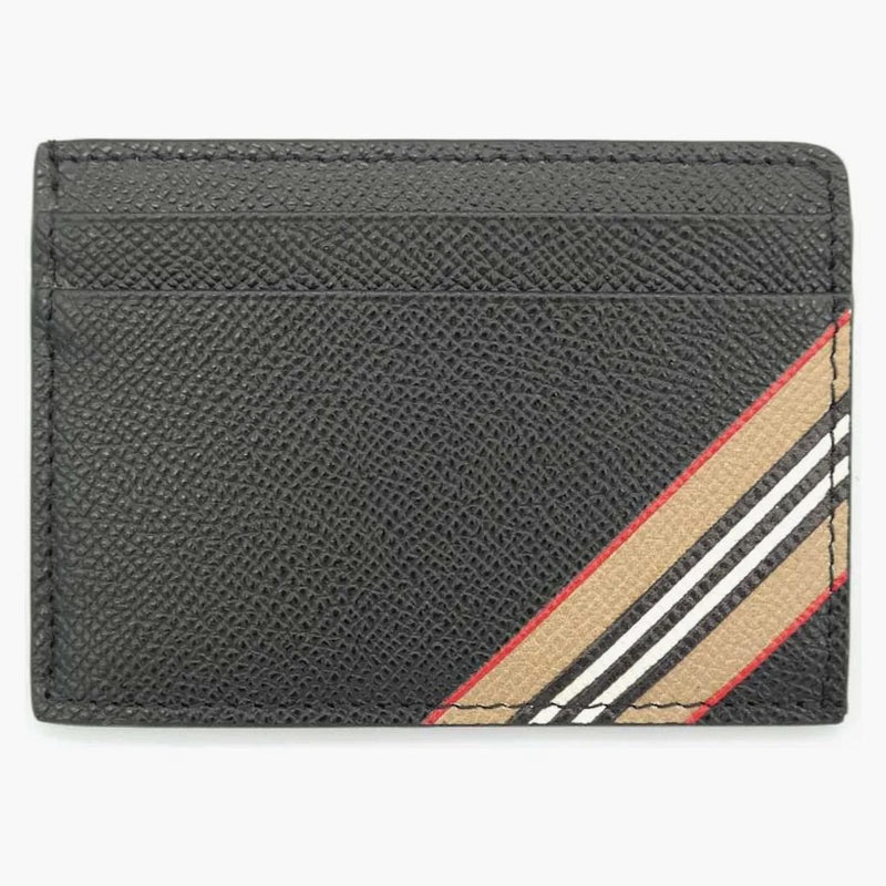 Burberry Icon Stripe (4 Card Slot) Card Case Black/beige