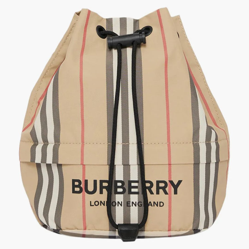 Burberry Icon Stripe Nylon Drawcord Pouch Archive Beige