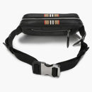 Burberry Icon Stripe Print Leather Bum Bag Black