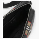 Burberry Icon Stripe Print Leather Bum Bag Black