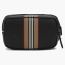 Burberry Icon Stripe Print Leather Bum Bag Black