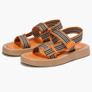 Burberry Icon Stripe Stap Sandals Beige Orange Lambskin (women's)