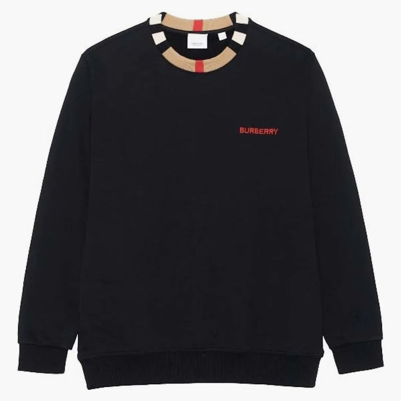 Burberry ikona Stripe Trim Cotton Mikina černá