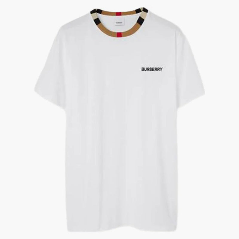 Burberry Icon rand trim bomullst-shirt vit