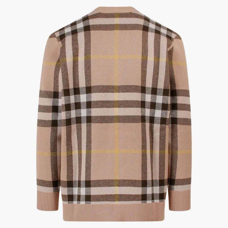 Burberry Iconic Check Motif Cashmere Cardigan Beige