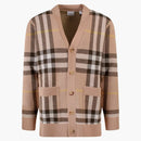 Burberry Iconic Check Motif Cashmere Cardigan Beige