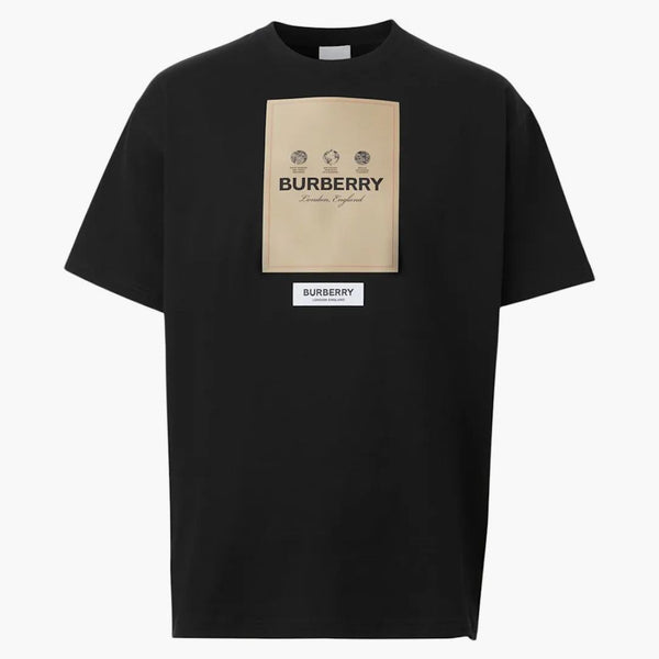 Burberry Etikett Applique Cotton Overdimensionerad t-shirt svart