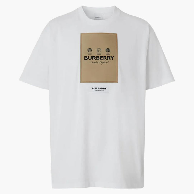 Burberry Etikett Applique Cotton Overdimensionerad t-shirt vit