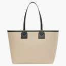 Burberry Label Print Cotton Medium London Dead Bag Beige/Black/Acrhive Beige