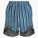 Burberry Lace-Trim Stripe Silk Shorts Blue