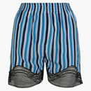 Burberry Lace-Trim Stripe Silk Shorts Blue
