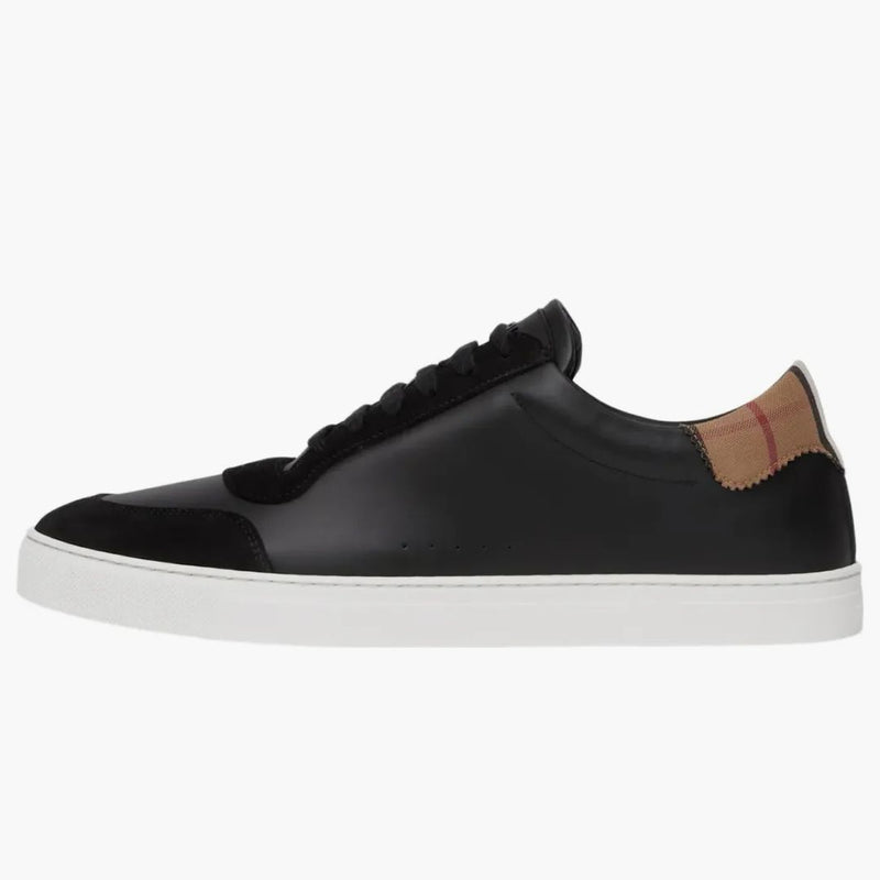 Suede din piele Burberry și verificare de bumbac vintage negru negru