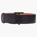Burberry Leather TB Monogram Buckle Belt Black/Orange