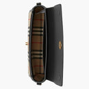 Burberry Leather And Vintage Check Note Crossbody Bag Black