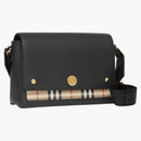 Burberry Leather And Vintage Check Note Crossbody Bag Black