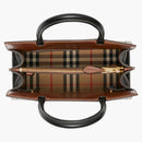 Burberry Leather and Vintage Check Two-Handle Title Bag Mini Black/Multi