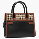 Burberry Leather and Vintage Check Two-Handle Title Bag Mini Black/Multi