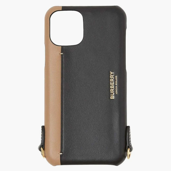Burberry Leather Pro telefonní pouzdro s popruhem Black Tan