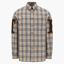 Burberry Letter Graphic Check Print Shirt Soft Fawn