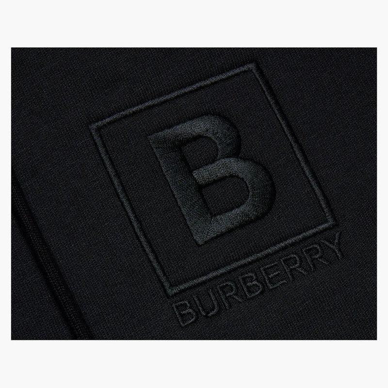 Burberry Letter Graphic Cotton Blend Zip Hoodie Black