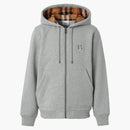 Burberry Letter Graphic Cotton Blend Zip Hoodie Pale Grey Melange