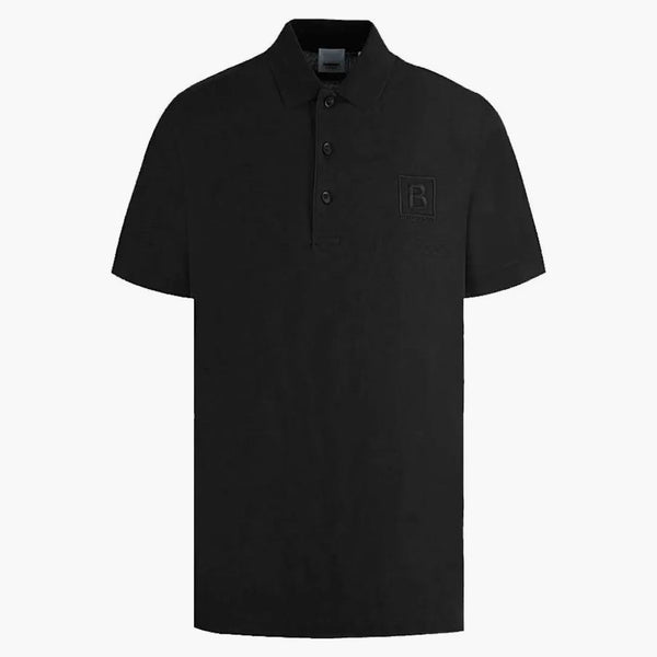 Burberry brev grafisk bomullspik polo skjorta svart