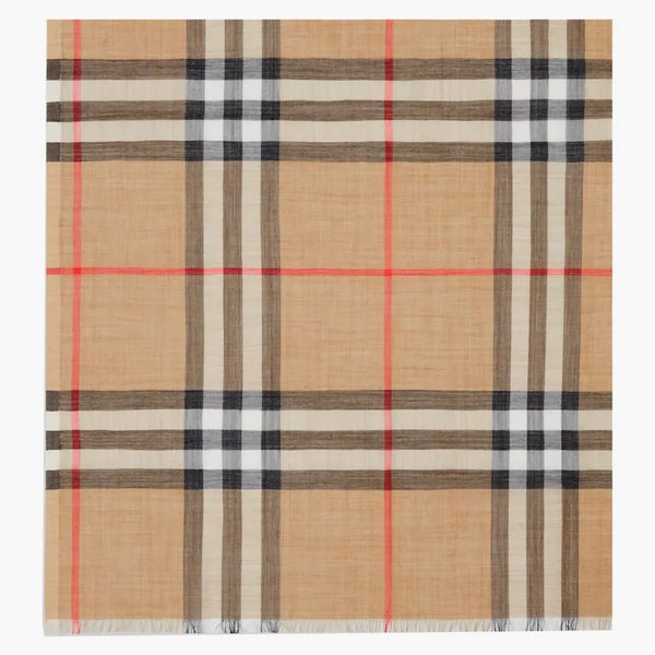 Burberry Lightweight Check Wool Scarf Archive Beige