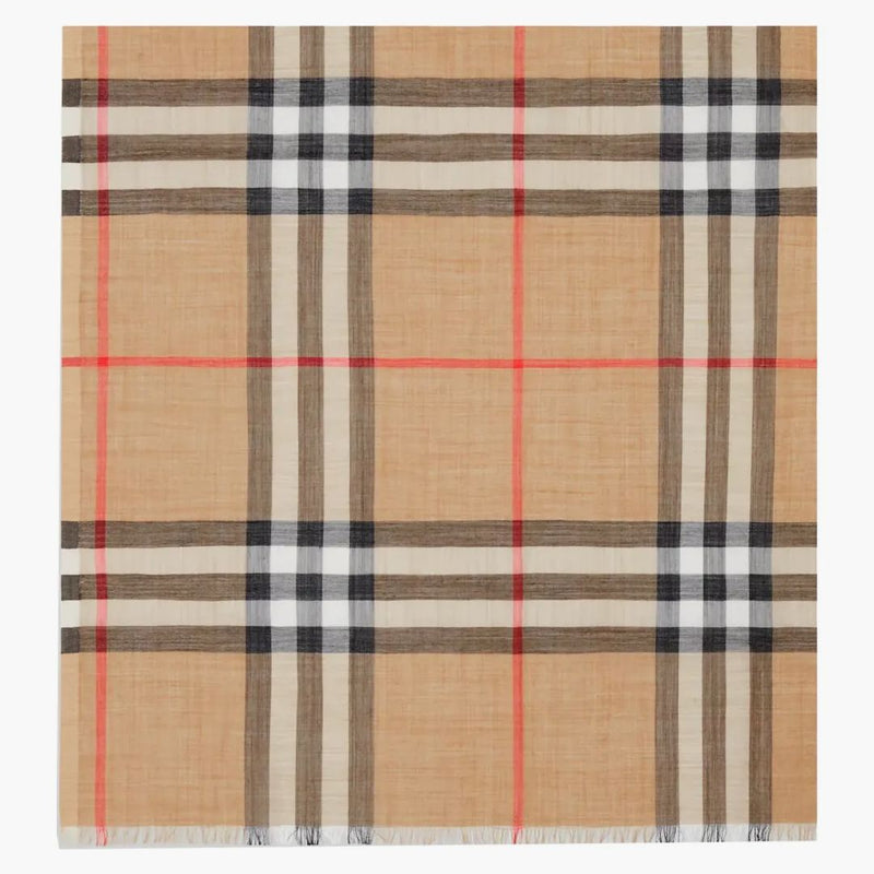 Burberry Lightweight Check Wool Scarf Archive Beige