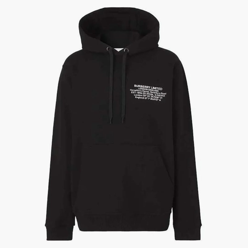 Burberry Location-tryck-dragkropps hoodie svart
