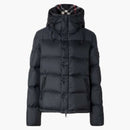 Burberry Lockwell Detail Sleeve Check Hooded Buffer Down Jacket Navy