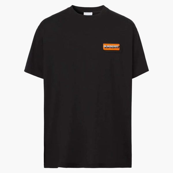 Burberry Logo Applique Cotton Overdimensionerad t-shirt svart/orange