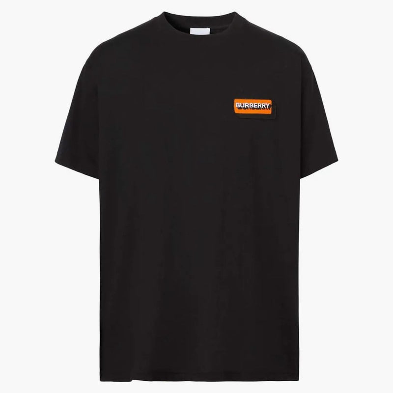 Burberry Logo Applique Cotton Overdimensionerad t-shirt svart/orange
