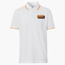 Burberry logo aplique polo de algodón polo blanco/naranja