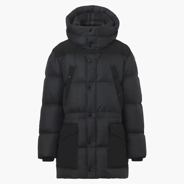 Burberry Logo Applique Nylon Buffer Coat Charcoal Gray