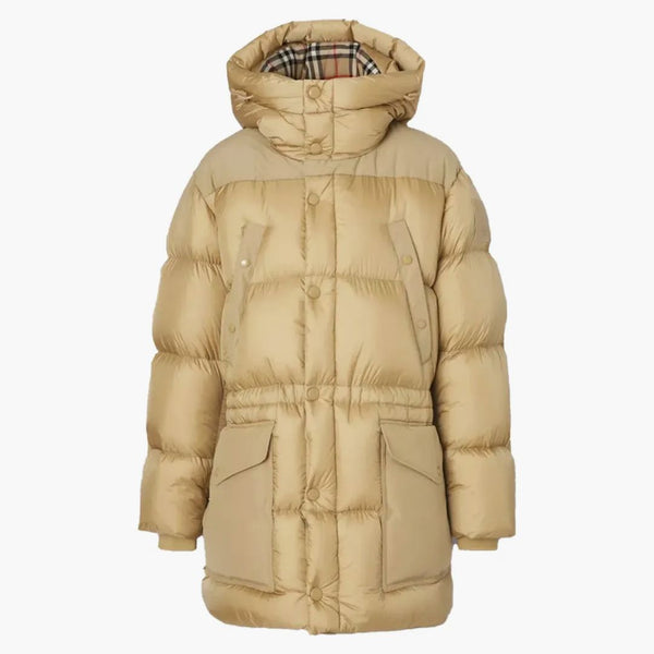 Burberry Logo Applique Nylon Buffer Coat Honey