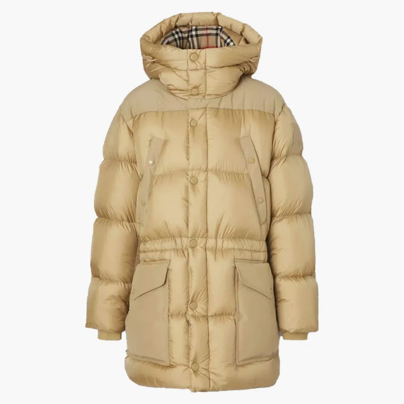 Burberry Logo Applique Nylon Buffer Coat Honey