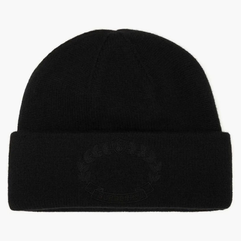 Logo burberry logo Crest Emboidery Pletené kašmírové beanie černé