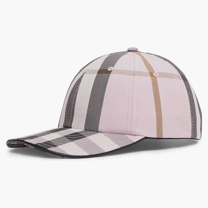 Burberry Logo Dettagli Controlla il cappellino di baseball in cotone rosa/nero