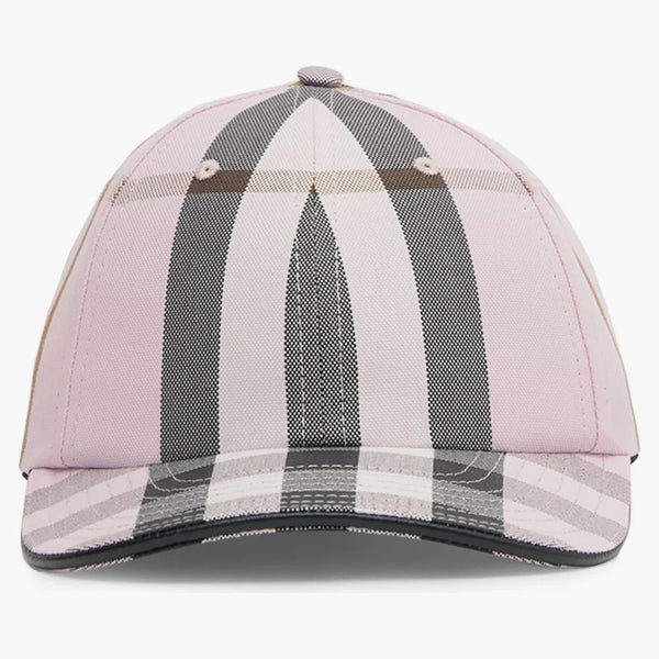 Burberry Logo Detail Check Cotton Baseball Cap Pink/Black