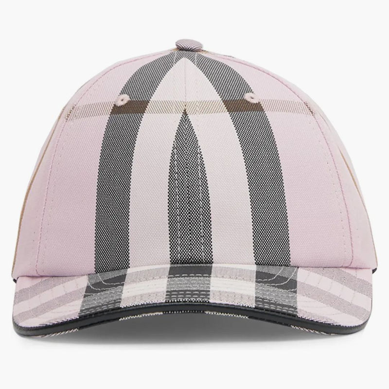 Burberry Logo Dettagli Controlla il cappellino di baseball in cotone rosa/nero