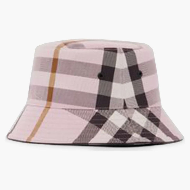 Burberry Logo Detalle Check Cotton Bucket tiene rosa/negro