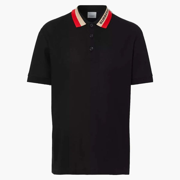 Burberry Logo Detail Cotton Piqué Polo Shirt Svart