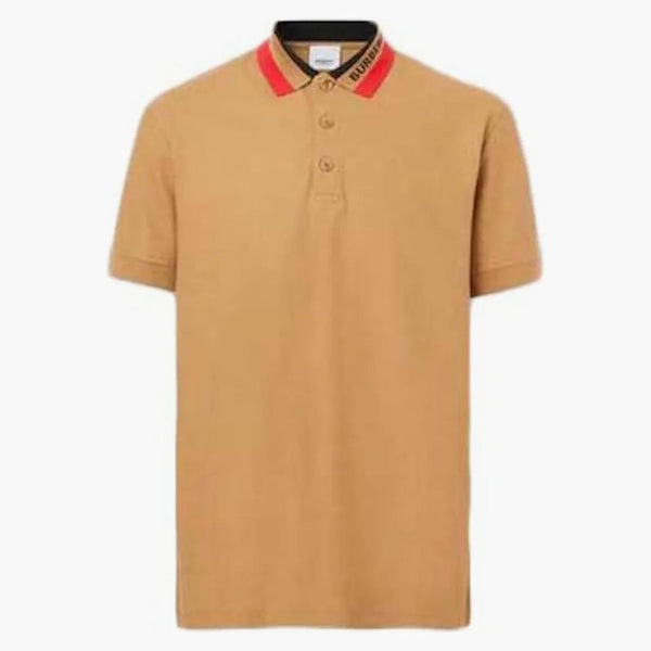 Burberry Logo Dettaglio Cotton Piqué Polo Shirt Camel