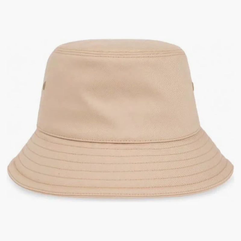 Burberry Logo Embroidered Cotton Bucket Has Soft Fawn