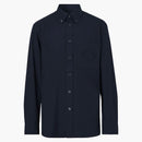 Burberry Logo-Embroidered Long Sleeved Shirt Midnight Blue