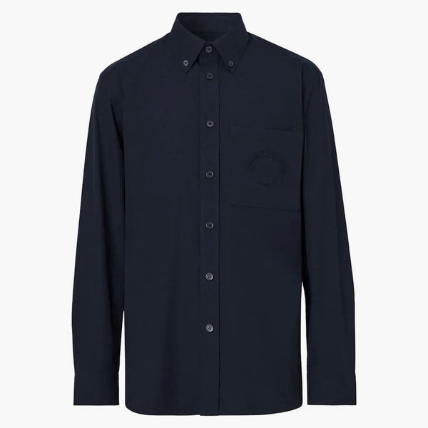 Burberry logo-embroidered långärmad skjorta midnatt blå