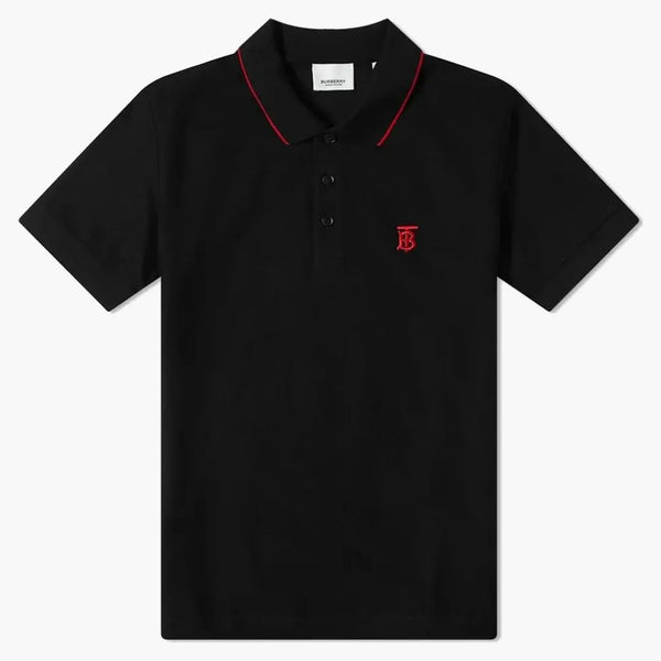Burberry logo ricamato polo nero